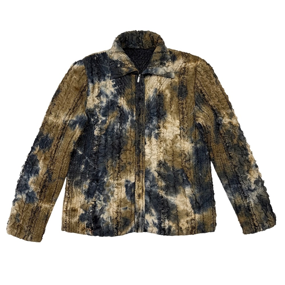 UBU Jacket Womens Size Small Multicolor Reversible Crinkle‎ Metallic Full Zip